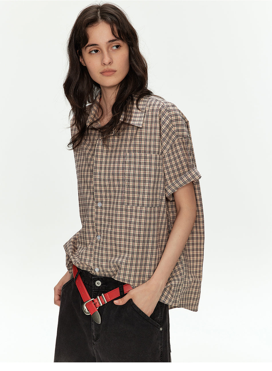 MADWITCH VINTAGE PLAID RELAXED SHIRT #B105