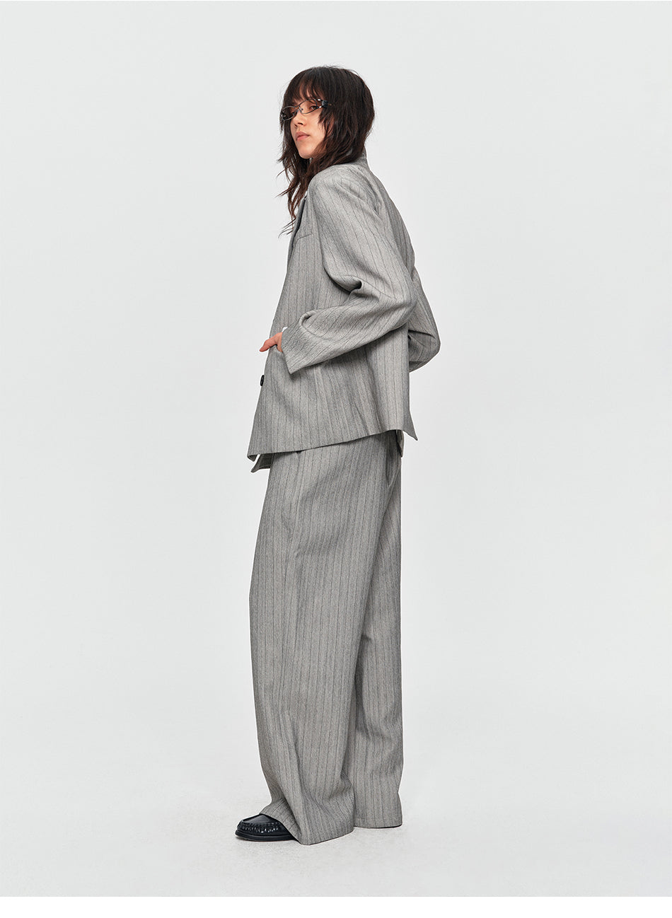 MADWITCH PINSTRIPE DOUBLE-BREASTED OVERSIZED BLAZER #AW26130
