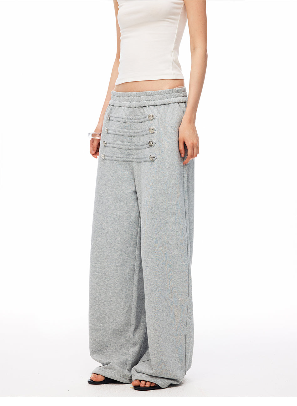 MADWITCH VINTAGE PALACE BUTTONED WIDE-LEG SWEATPANTS #L2026630