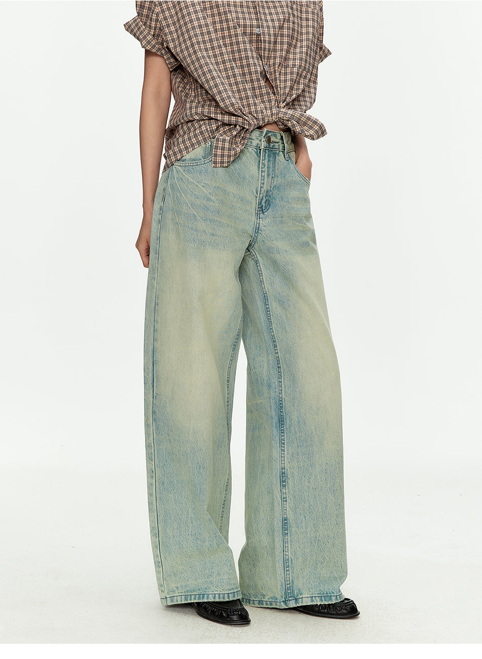 MADWITCH LIGHT BLUE CURVED WIDE JEANS #G60036