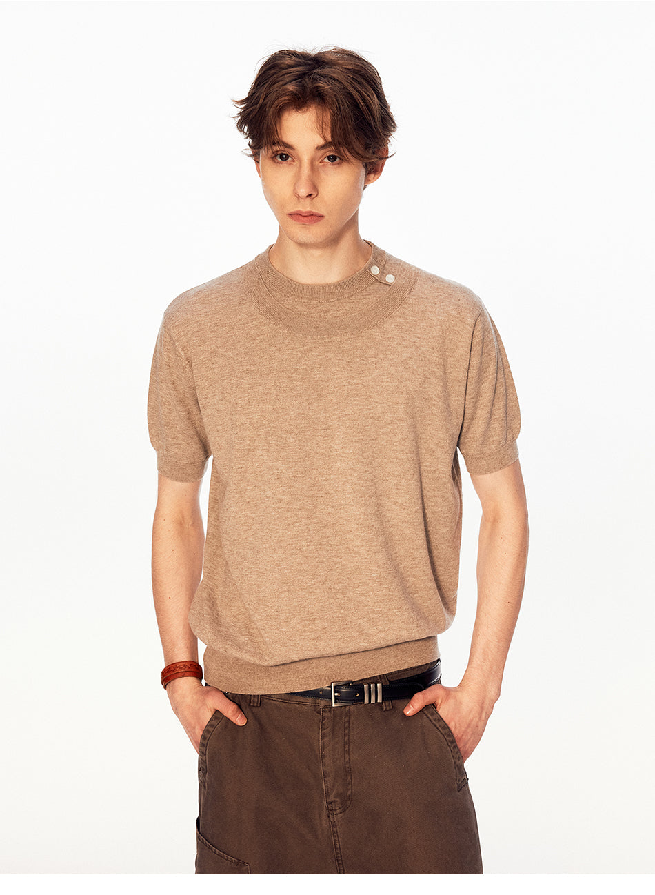 MADWITCH DOUBLE LAYER OBLIQUE BUTTON TEE #27518