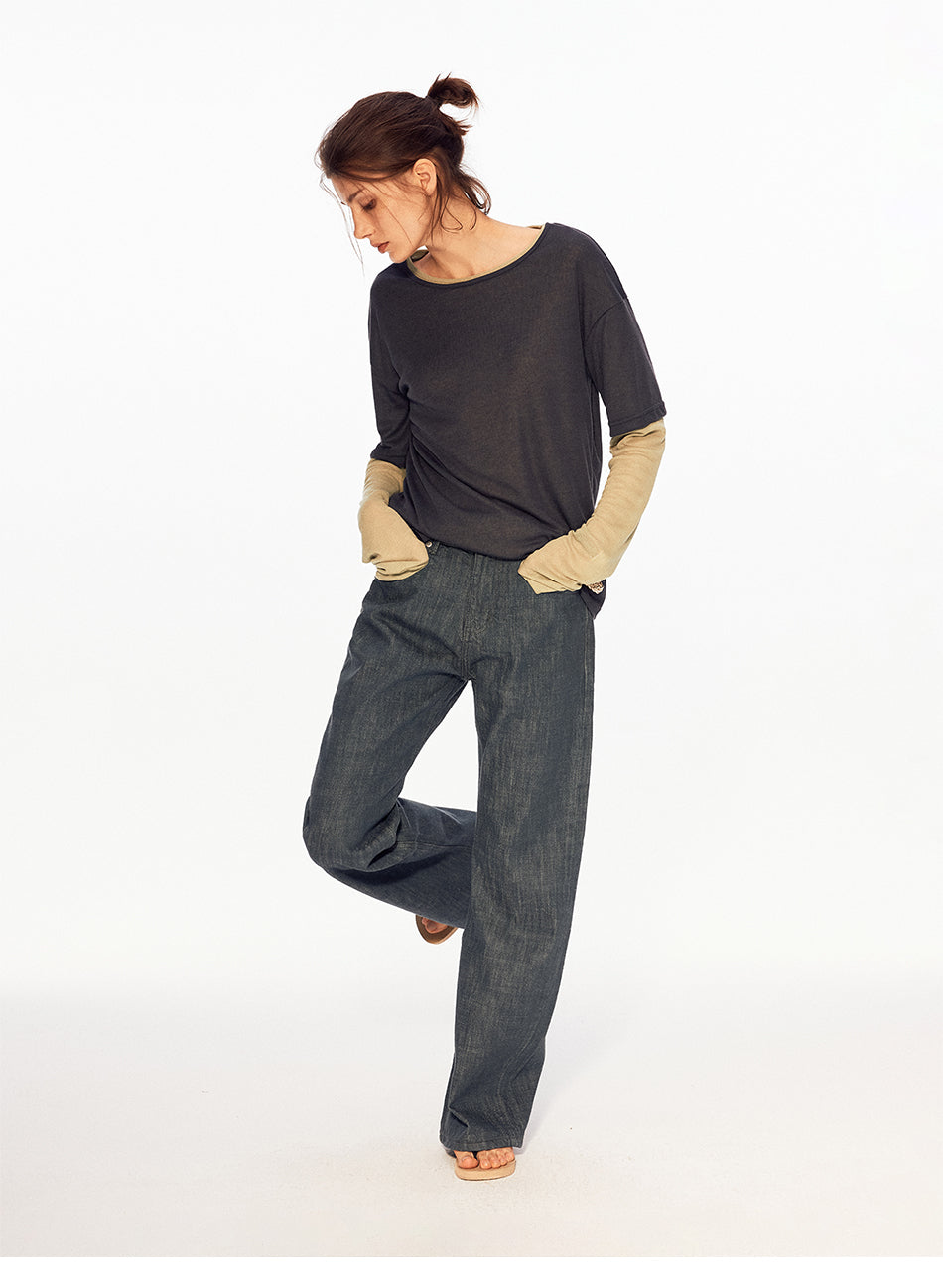 MADWITCH VINTAGE FAUX LAYER LONG TEE #27475
