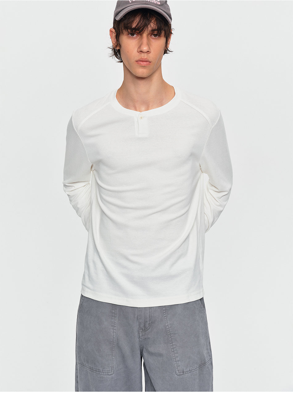 MADWITCH WOOL-BLEND HENLEY TEE #2605TX7054