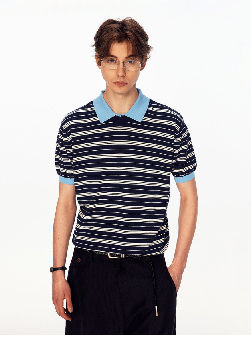 MADWITCH FAUX LAYER STRIPE POLO TEE 27474 - MadWitch Store