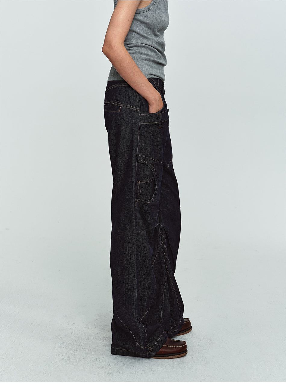 MADWITCH DECONSTRUCTED RAW-DENIM WIDE-LEG JEANS #2026380