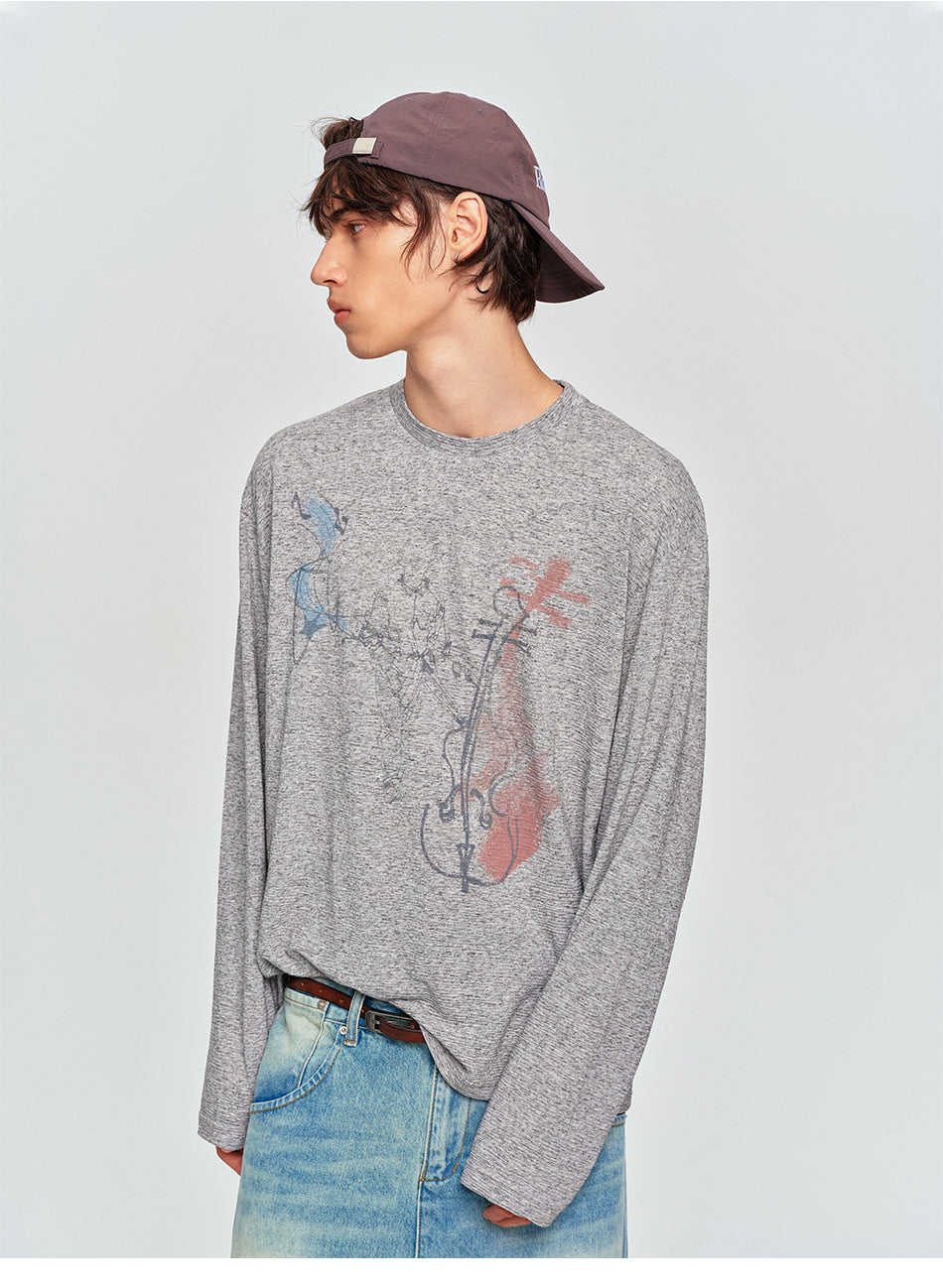 MADWITCH VIOLIN GRAPHIC LONG TEE #2605TX7036