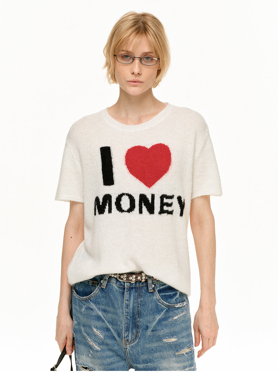 MADWITCH VINTAGE HEART KNIT TEE #MY617