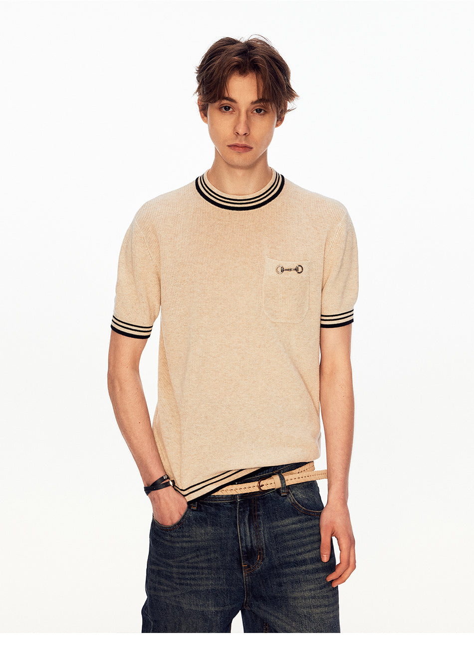 MADWITCH STRIPED TENCEL KNIT TEE #250400