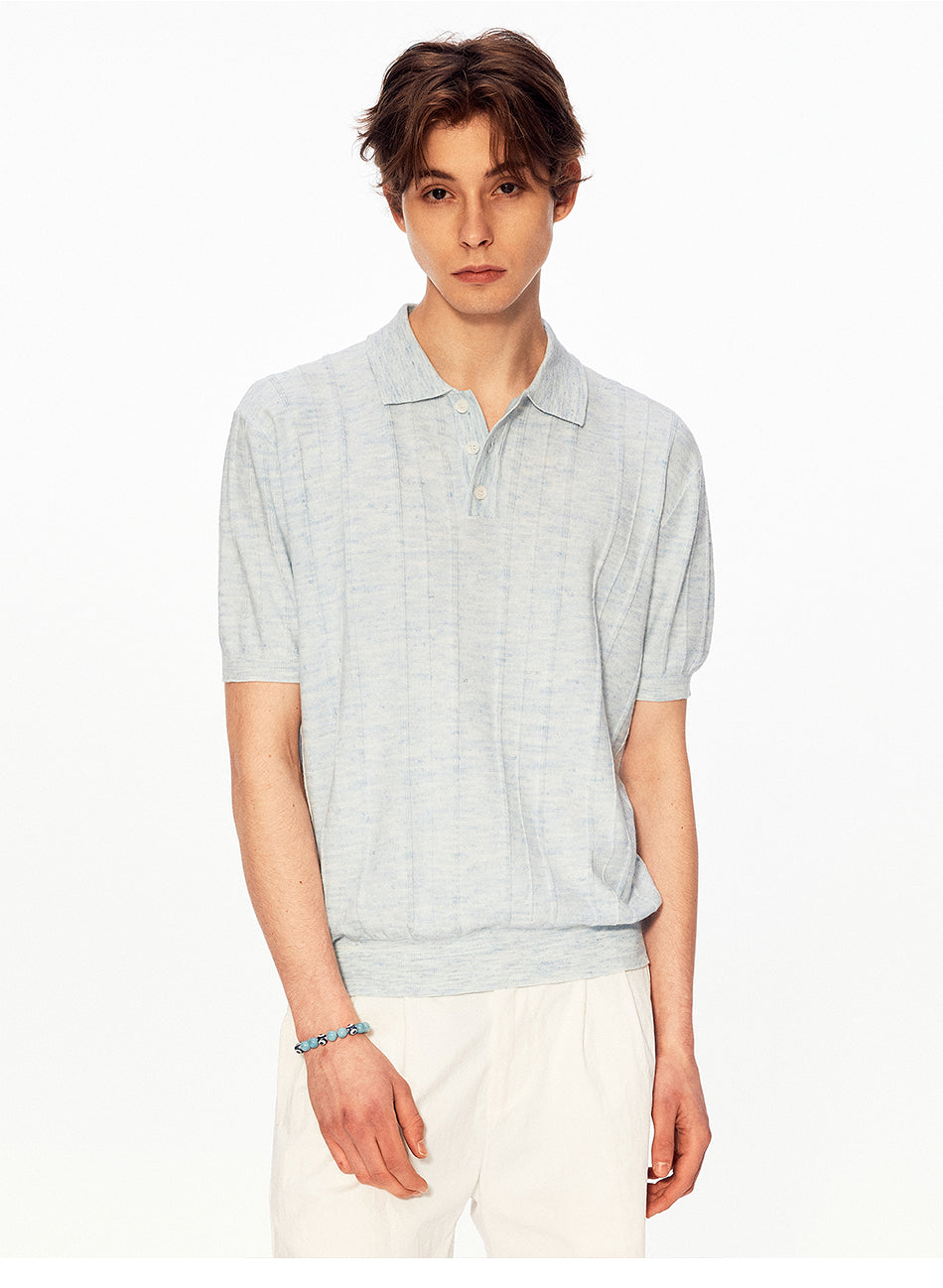 MADWITCH RIBBED POLO RELAXED TEE #MD27506