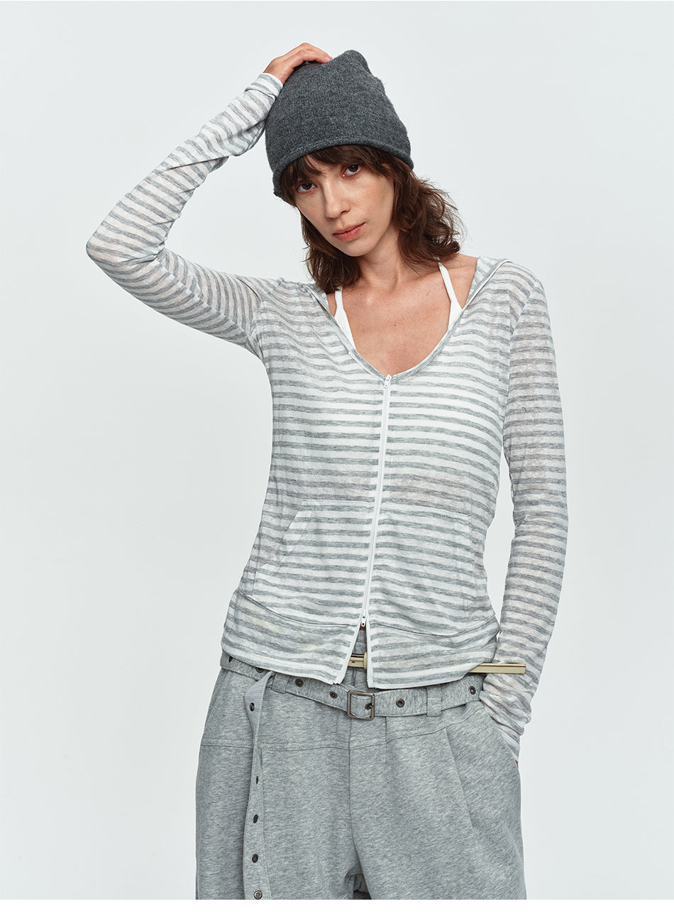 MADWITCH TENCEL HOODED STRIPE JACKET #G2026173