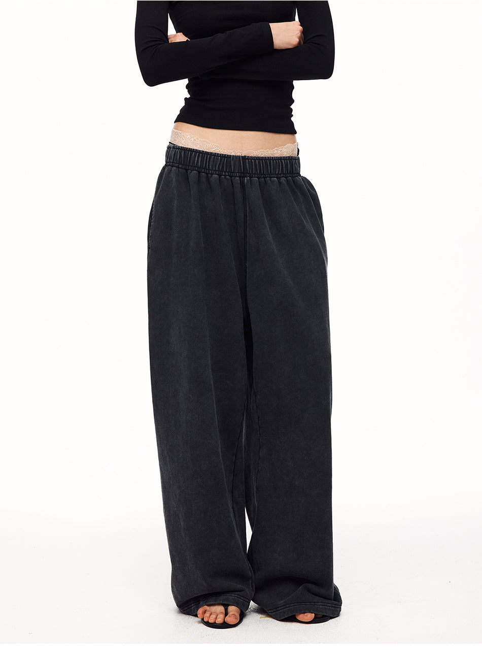 MADWITCH WASHED GRAPHIC WIDE-LEG SWEATPANTS #CK61053
