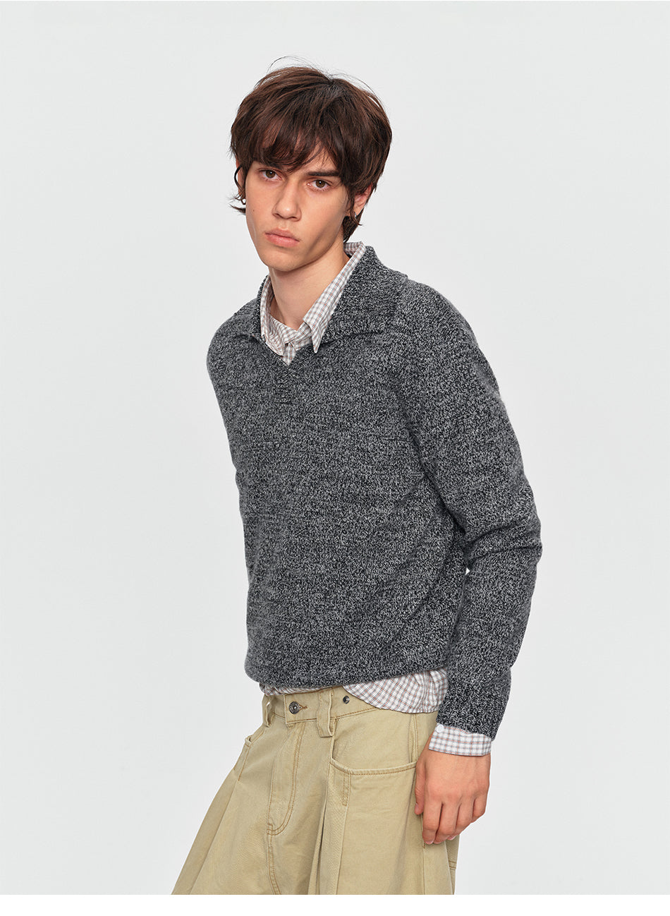 MADWITCH MARLED WOOL-BLEND POLO SWEATER #11820