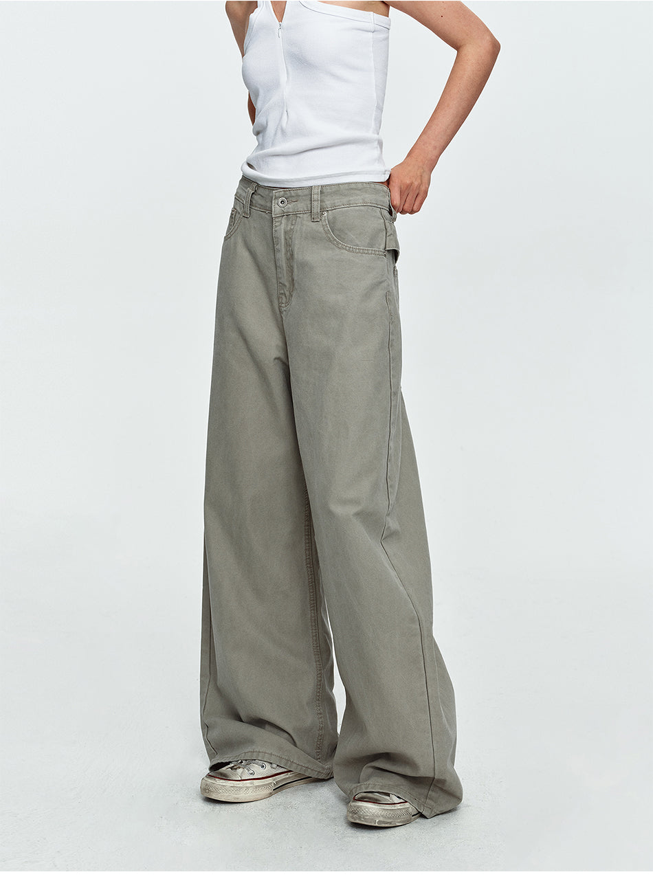 MADWITCH CURVED-LEG WASHED LACE-BACK TROUSERS #K7386