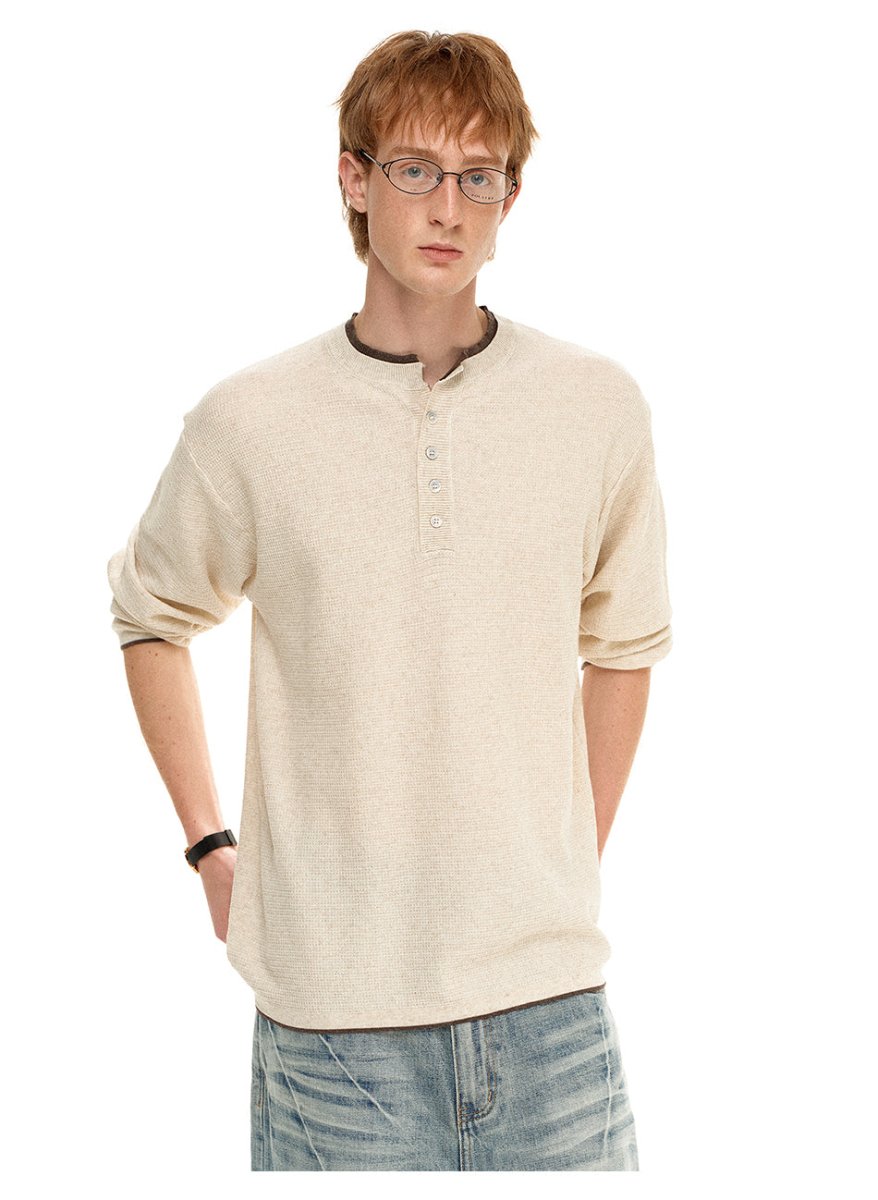 MADWITCH HENLEY WAFFLE KNIT TEE 68633 - MadWitch Store