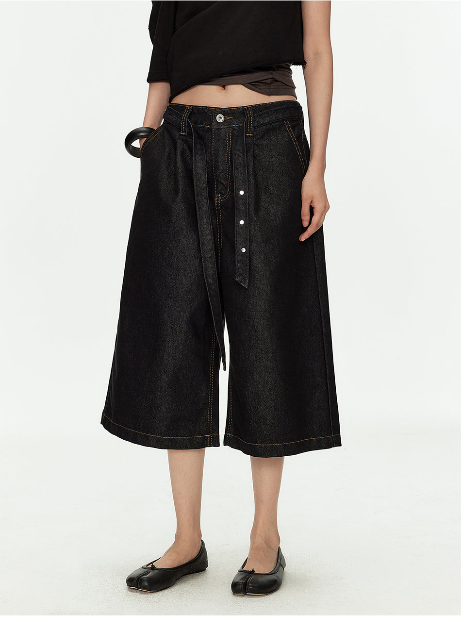 MADWITCH RAW BLACK CROP JEANS #8633