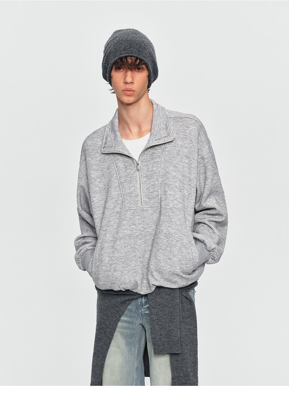 MADWITCH EMBROIDERED LAYERED HALF-ZIP SWEATSHIRT #991395