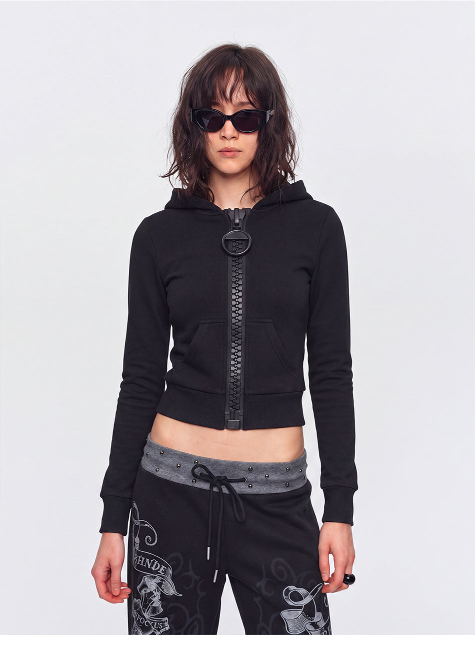 MADWITCH CROPPED CHUNKY-ZIP HOODIE #L2026590