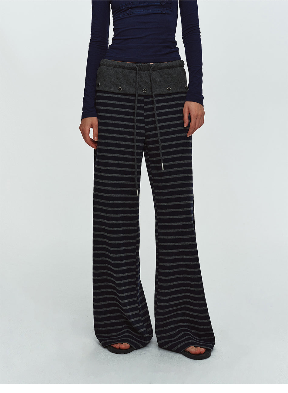 MADWITCH STRIPED STUDDED WIDE-WAISTBAND SWEATPANTS #C2026373