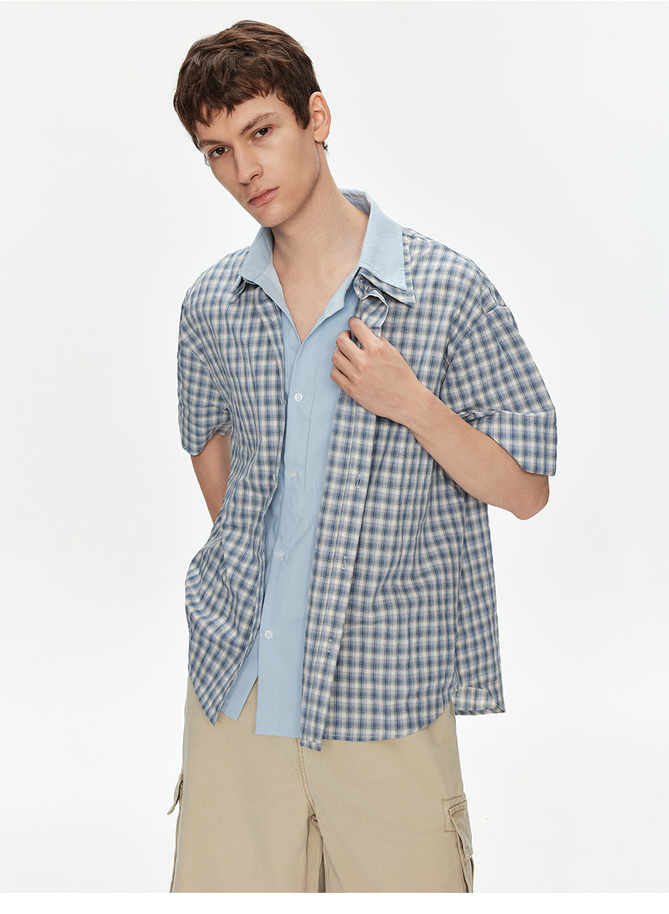 MADWITCH VINTAGE FAUX LAYER PLAID SHIRT #2756