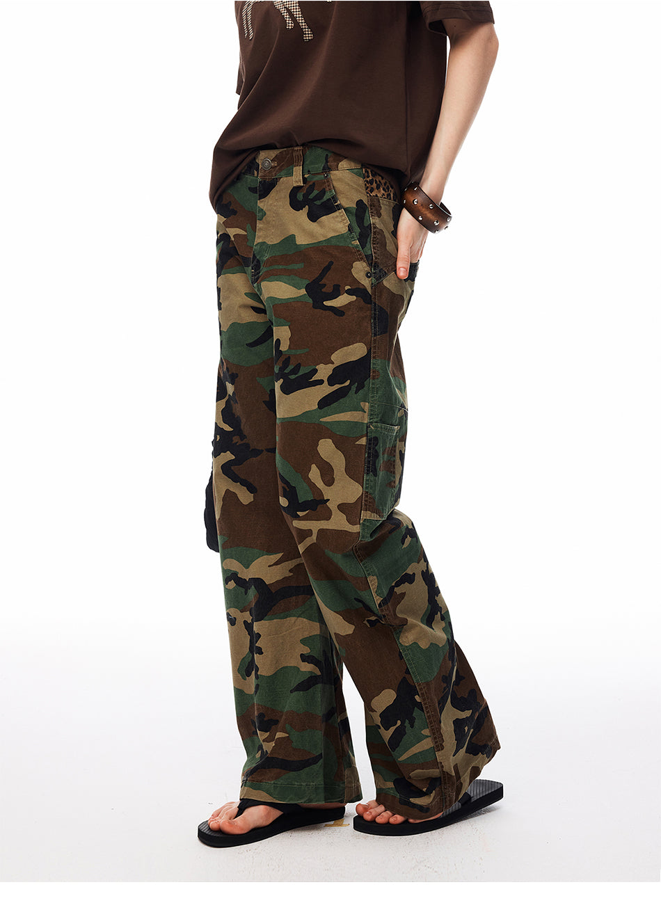 MADWITCH CAMO LEOPARD CURVED CARGO PANTS #CK61063