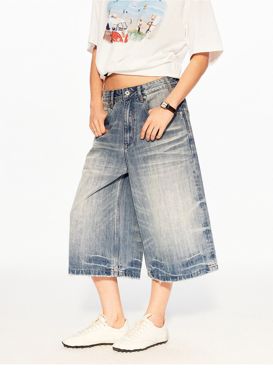 MADWITCH VINTAGE WASHED CAPRI JEANS #MC2603D
