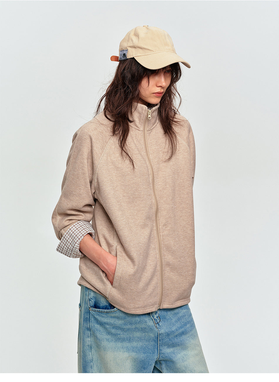 MADWITCH RAGLAN-SLEEVE STAND-COLLAR ZIP SWEATSHIRT #WT2373