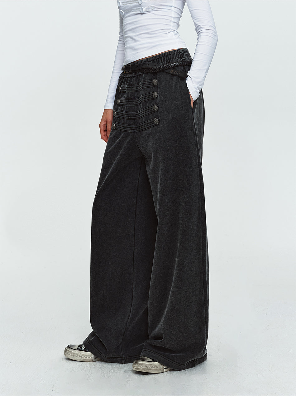 MADWITCH NAPOLEON-BUTTON WASHED RELAXED SWEATPANTS #L2026701