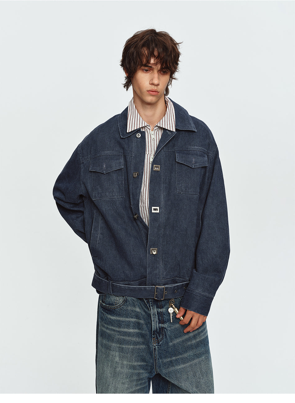 MADWITCH BELTED COLLARED UTILITY WORKWEAR JACKET #991505