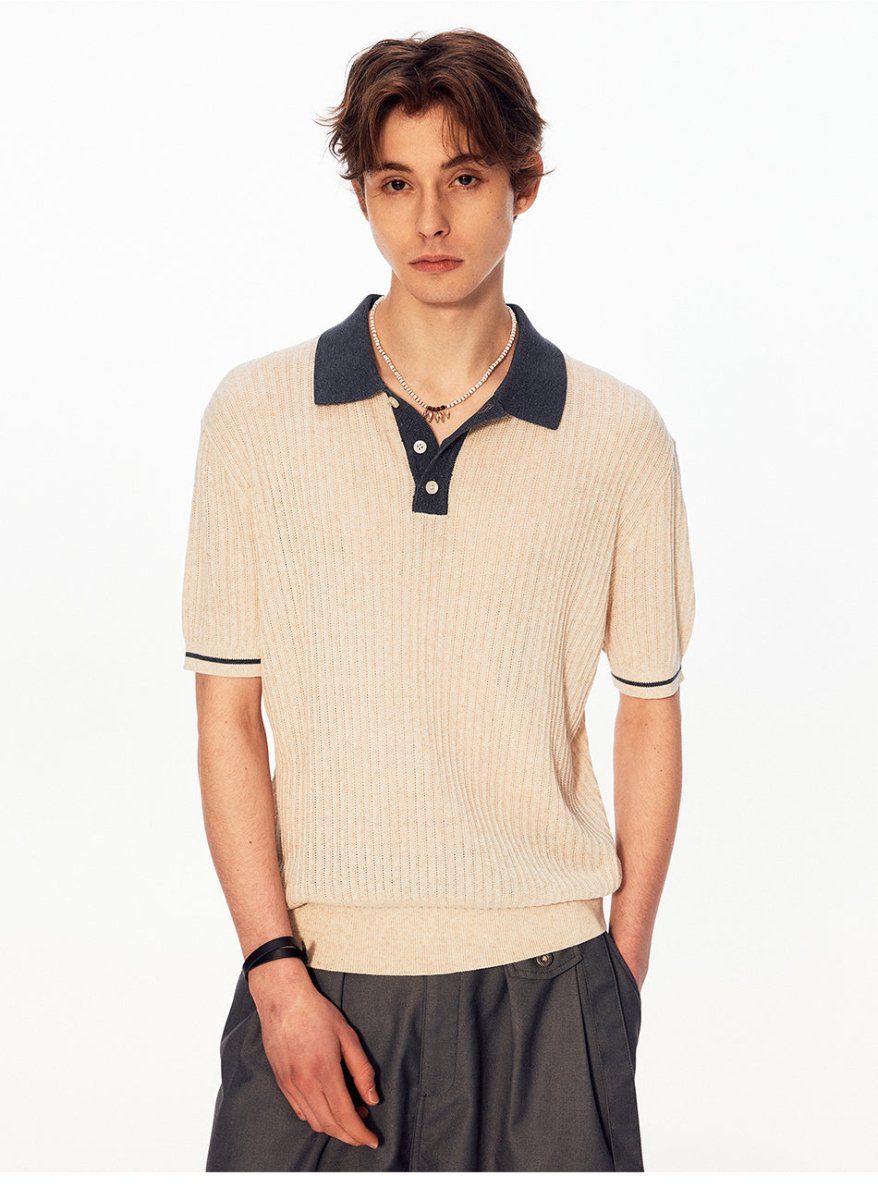 MADWITCH COLORBLOCK RIBBED POLO TEE MD27493 - MadWitch Store
