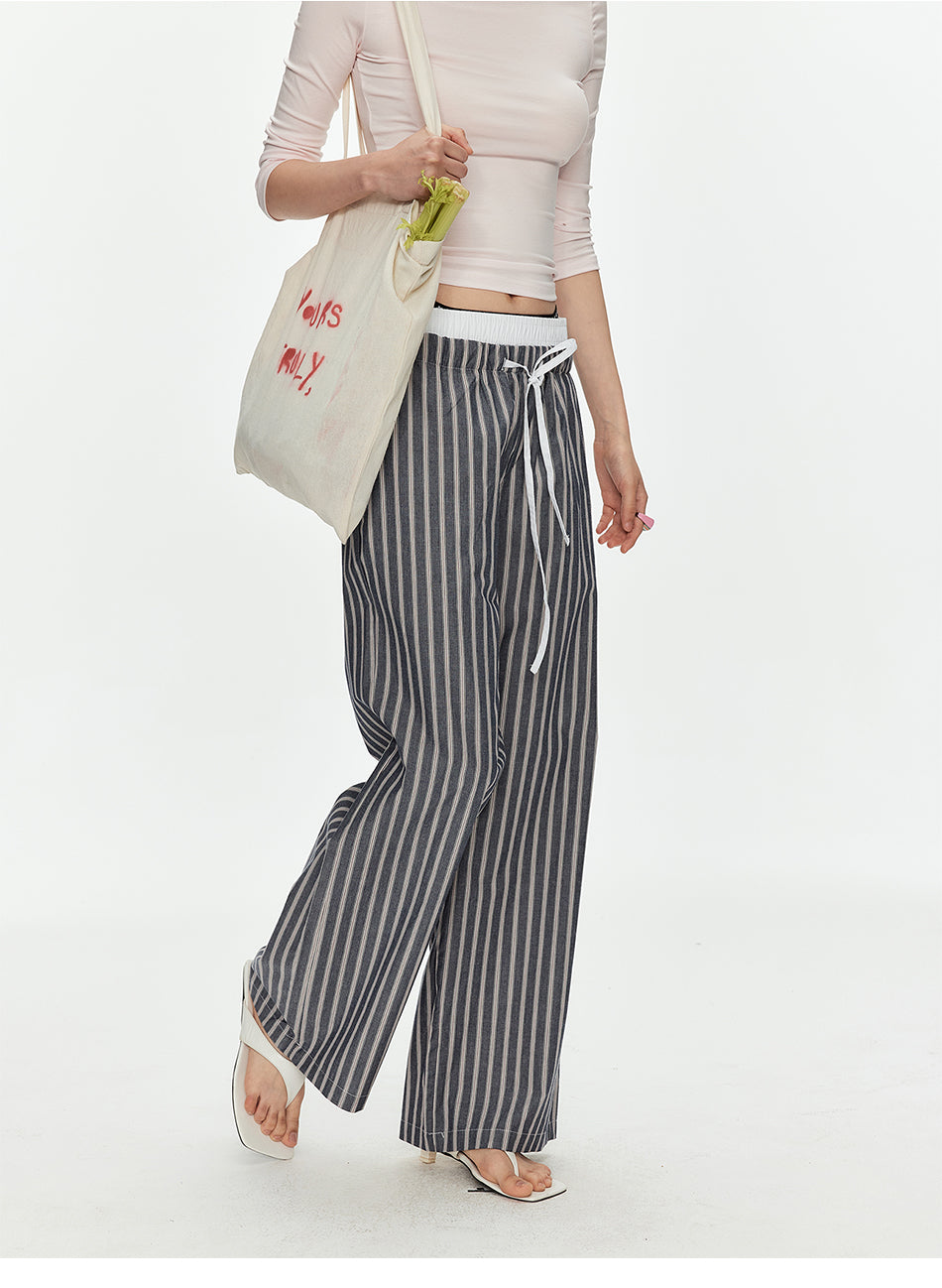 MADWITCH STRIPED SUMMER WIDE LEG PANTS #CK61029