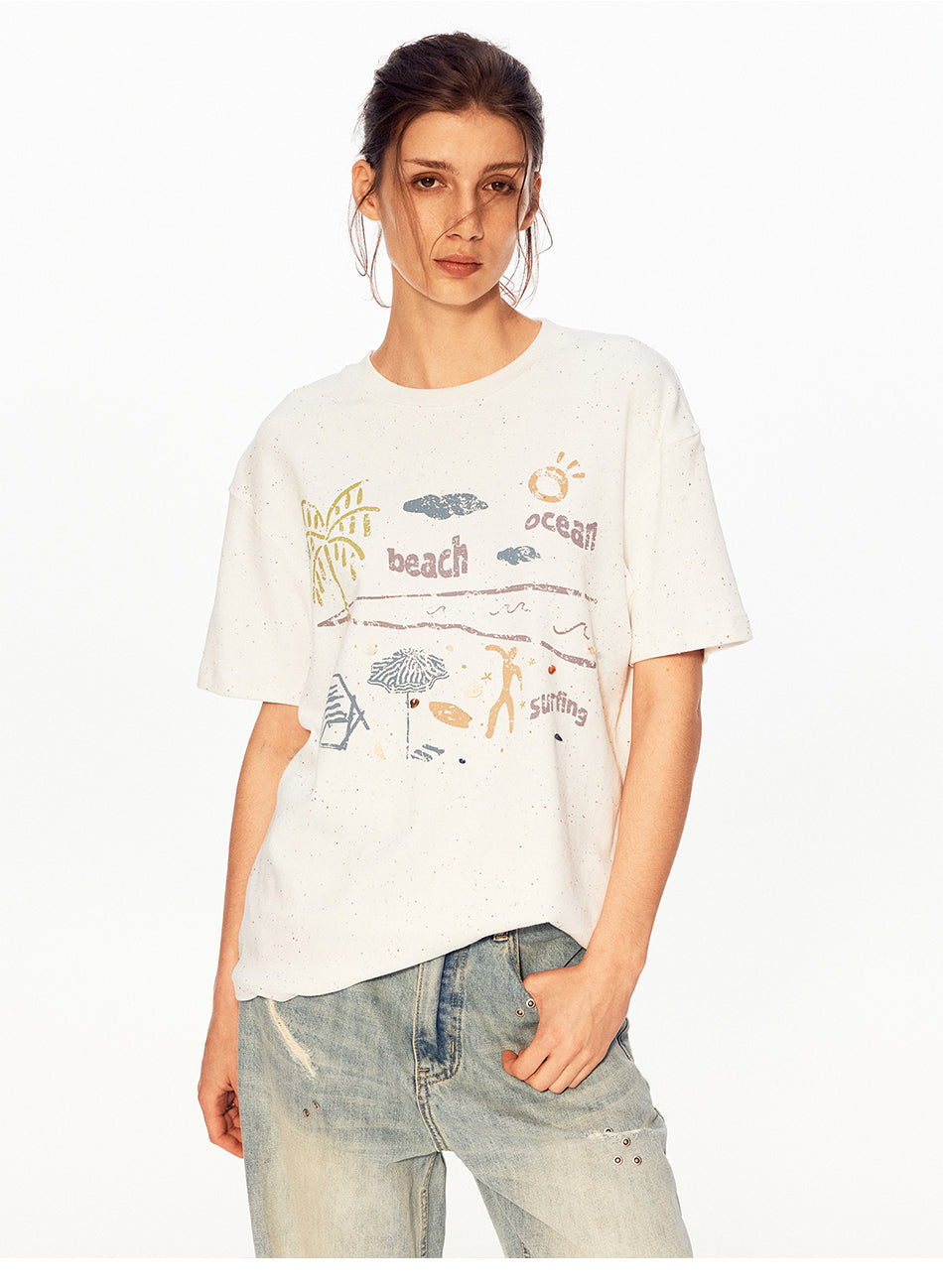 MADWITCH VINTAGE BEACH PRINT TEE #991310