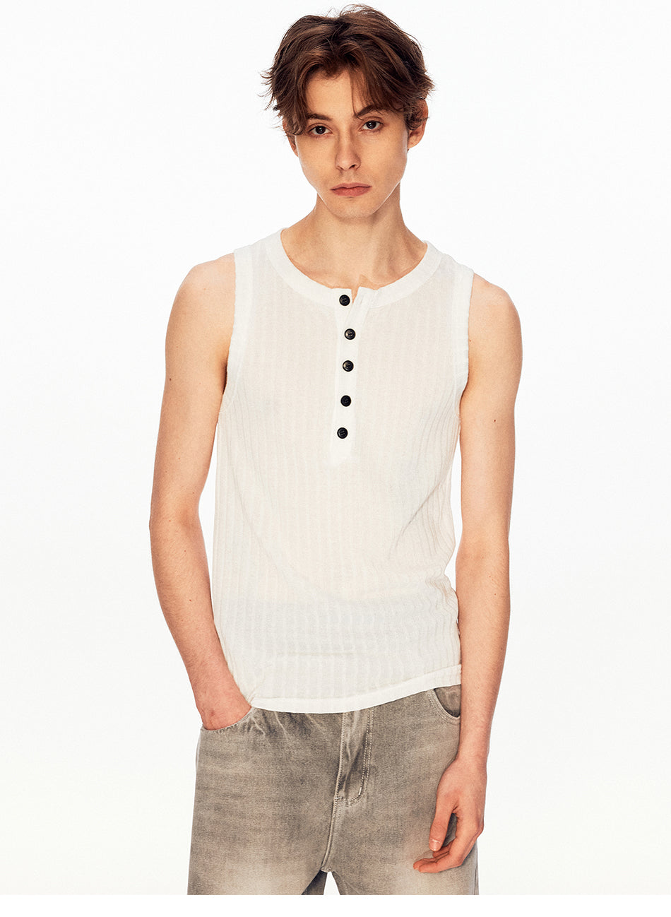 MADWITCH HENLEY RIBBED SLEEVELESS TOP #AW26006