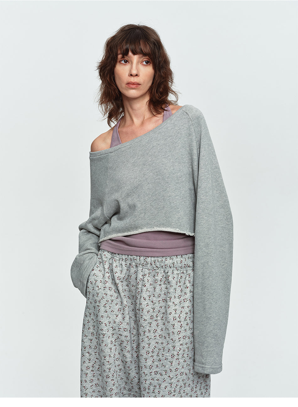 MADWITCH RAW-HEM ONE-SHOULDER CROPPED SWEATSHIRT #G2026114