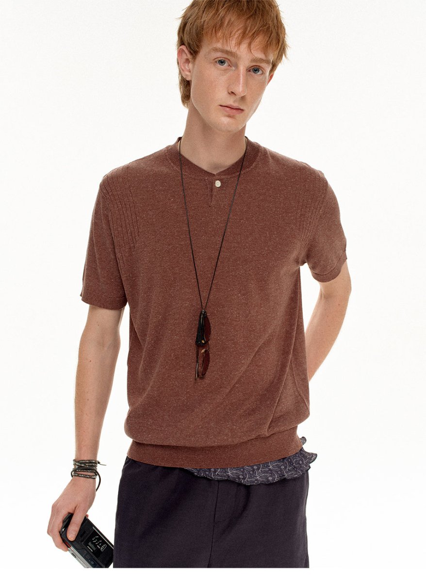 MADWITCH HENLEY RELAXED KNIT TEE 86122 - MadWitch Store
