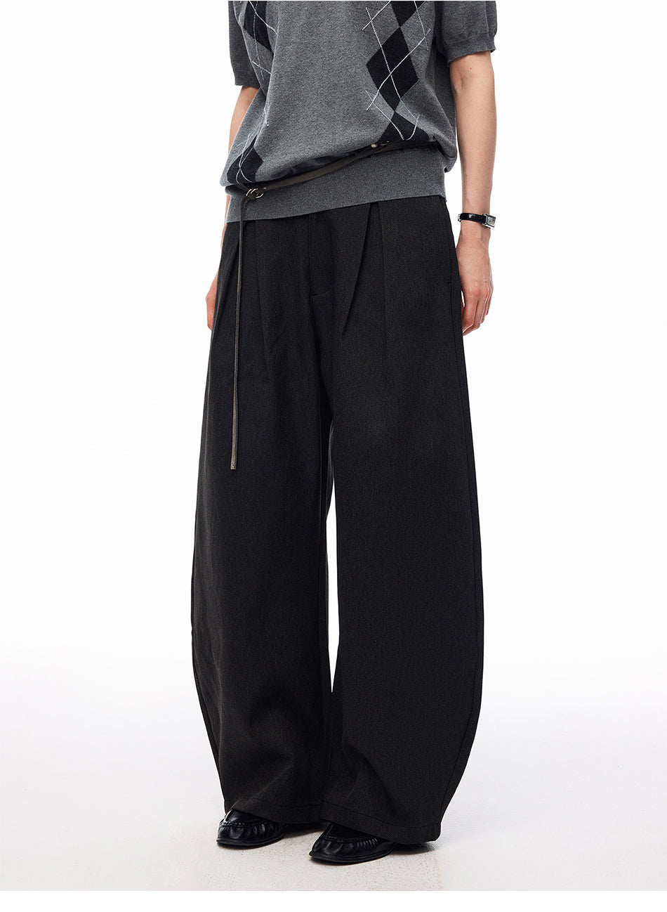 MADWITCH VINTAGE DOUBLE-PLEATED WIDE-LEG TROUSERS #CK61011