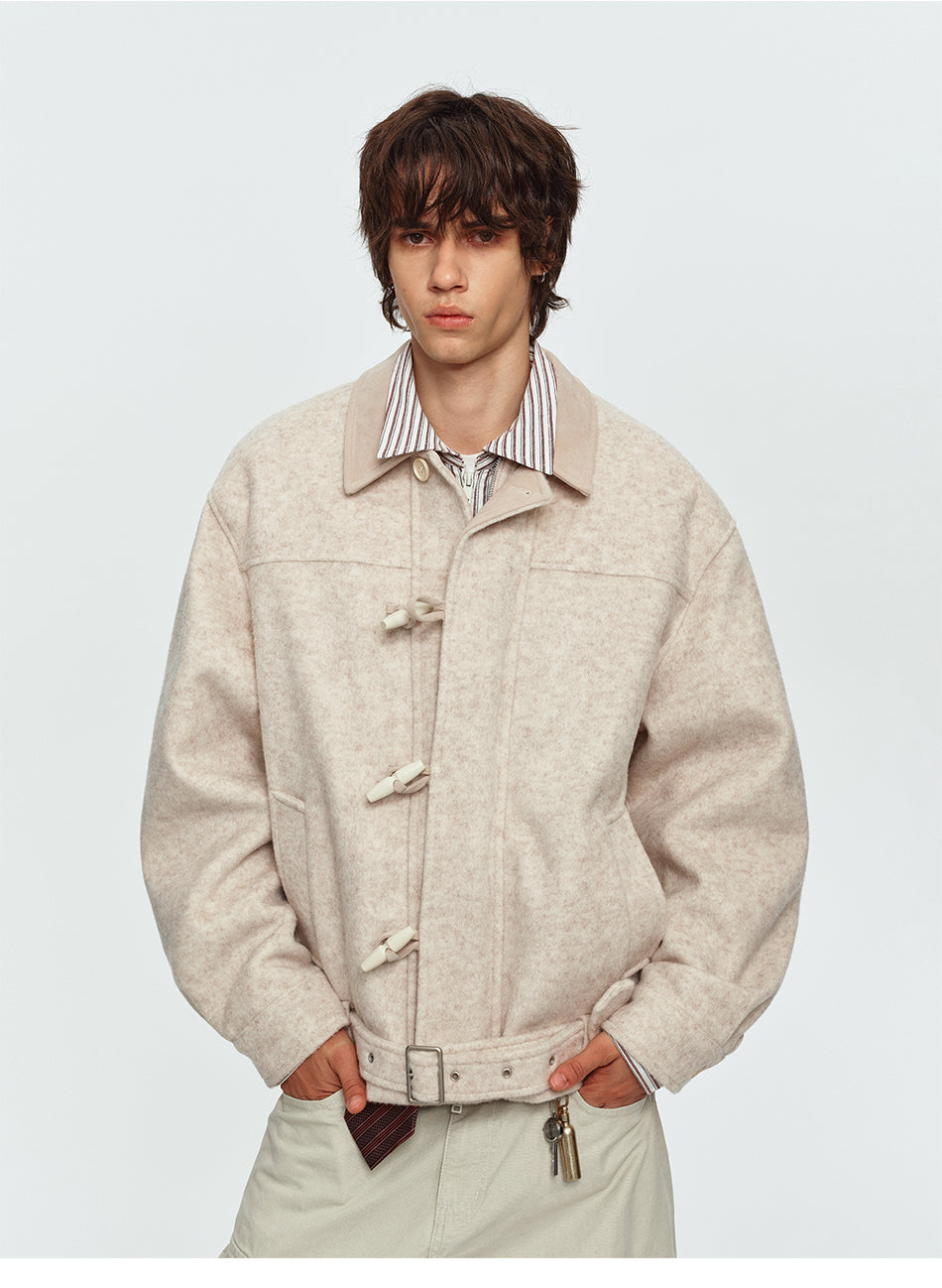 MADWITCH BELTED TOGGLE-BUTTON WOOL-BLEND PUFFER JACKET #991392