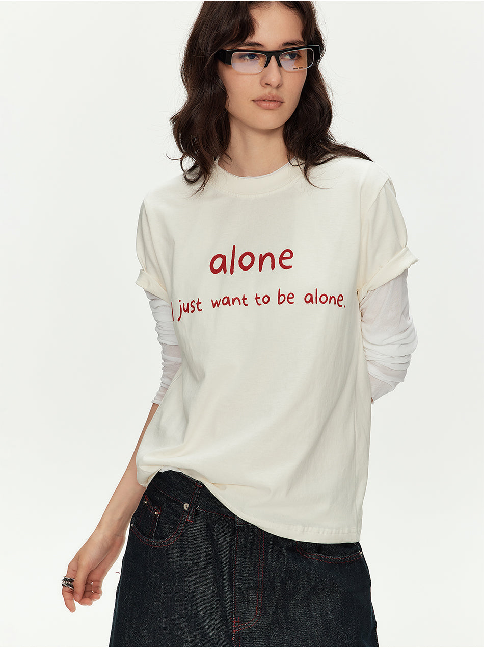 MADWITCH LETTER PRINT COUPLE TEE #MD4330