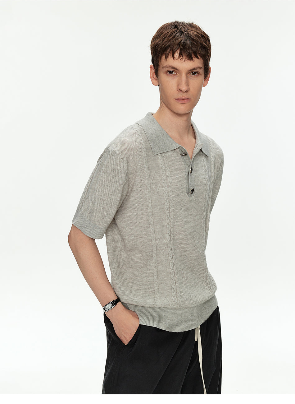 MADWITCH CABLE KNIT COLLAR WOOL SHIRT #AW26820