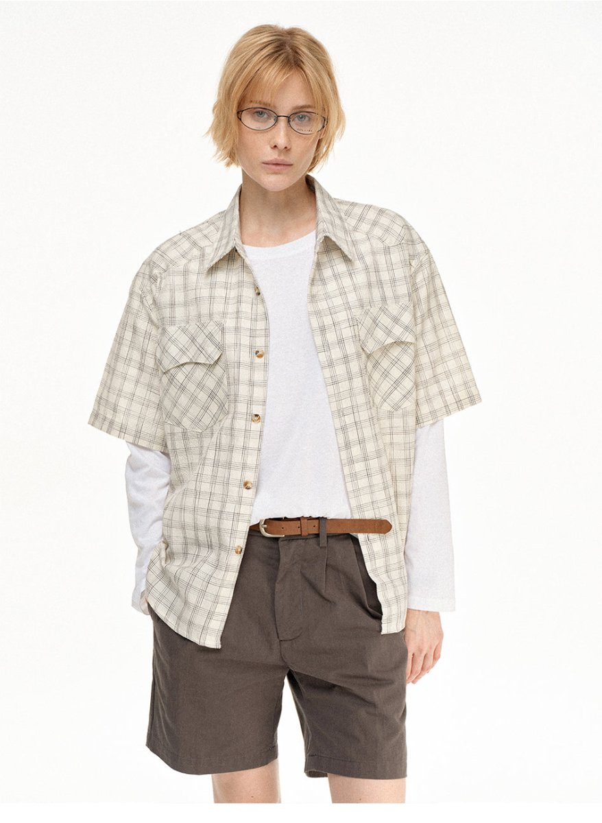 MADWITCH RELAXED COLLAR PLAID SHIRT 991186 - MadWitch Store