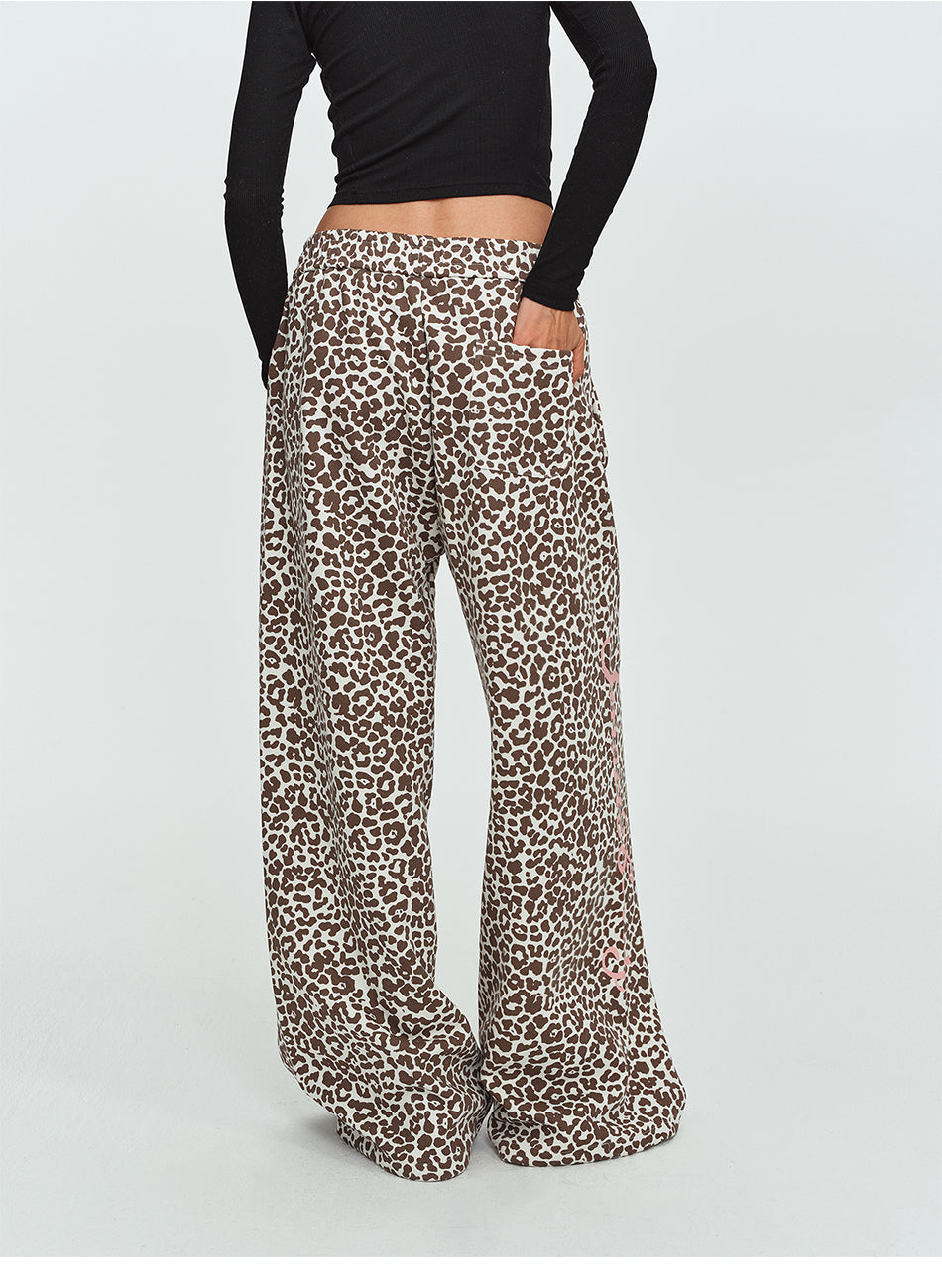 MADWITCH GRAPHIC-PRINT LEOPARD WIDE-LEG LOUNGE PANTS #C1070