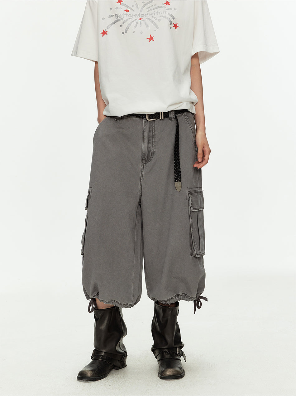 MADWITCH DRAWSTRING CARGO CROP PANTS #CK3510D