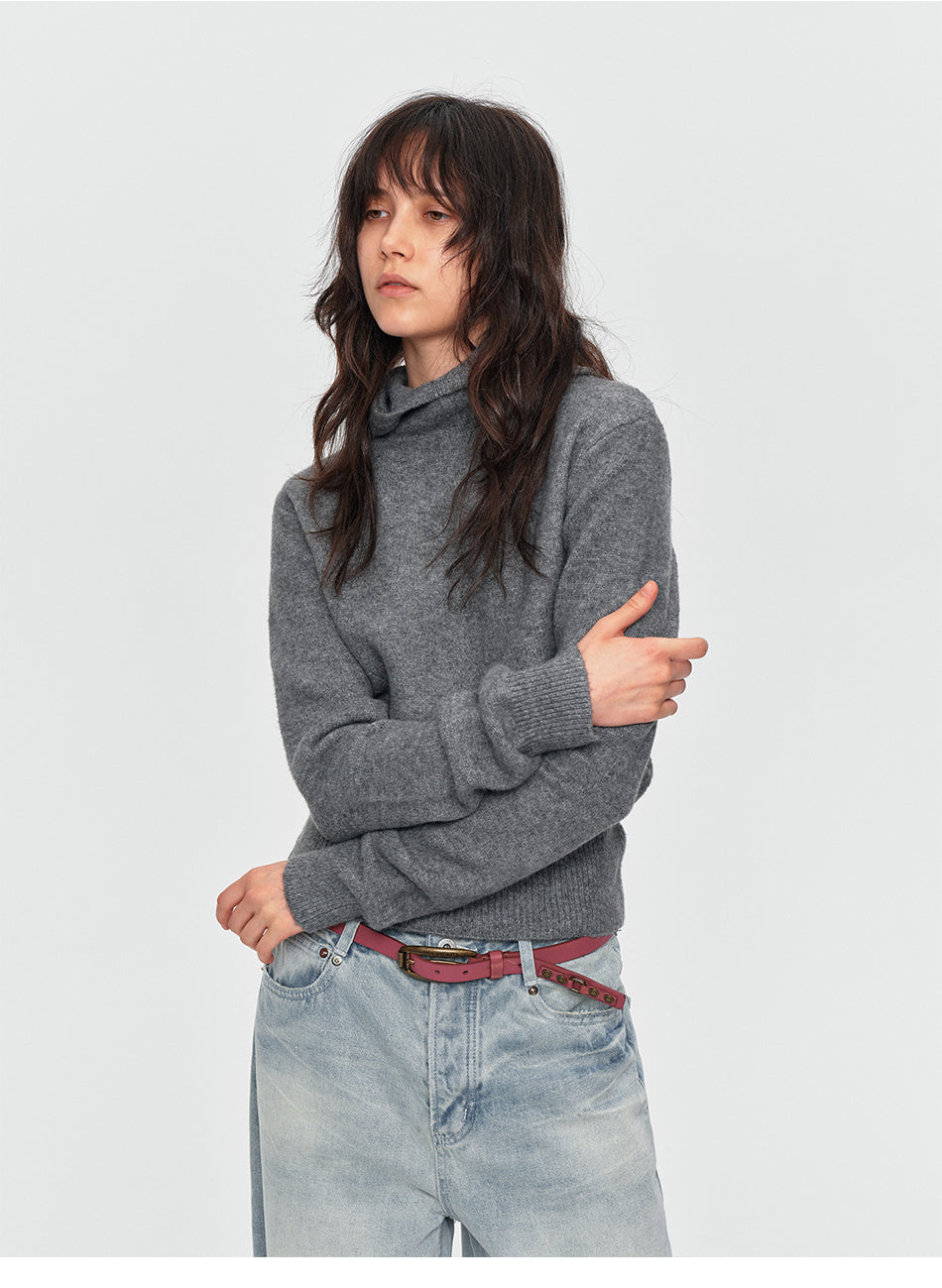 MADWITCH CROPPED SLOUCHY-HOOD KNIT SWEATER #MYC025