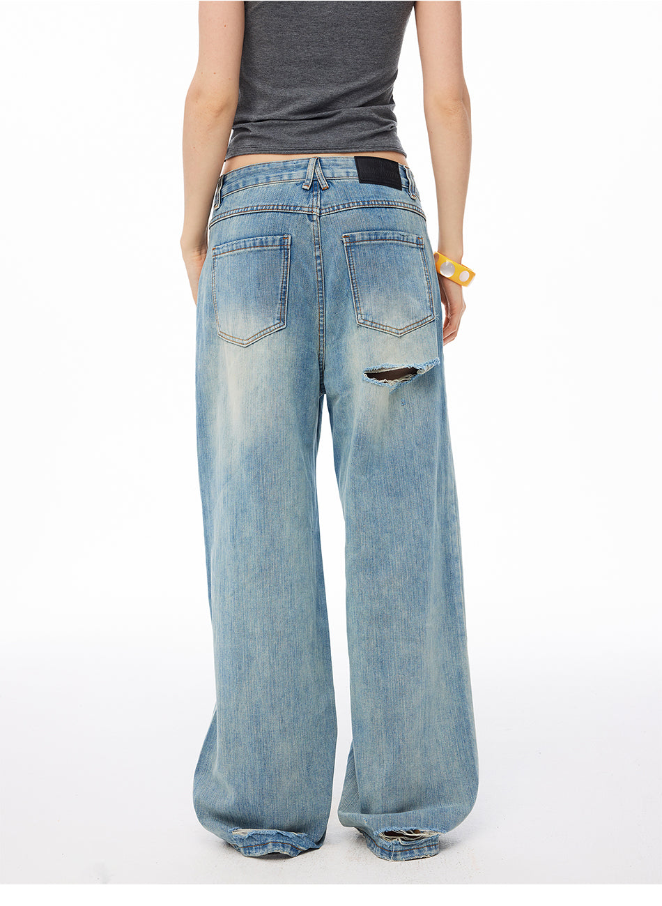 MADWITCH DISTRESSED TEXTURED WIDE-LEG JEANS #GPC5616