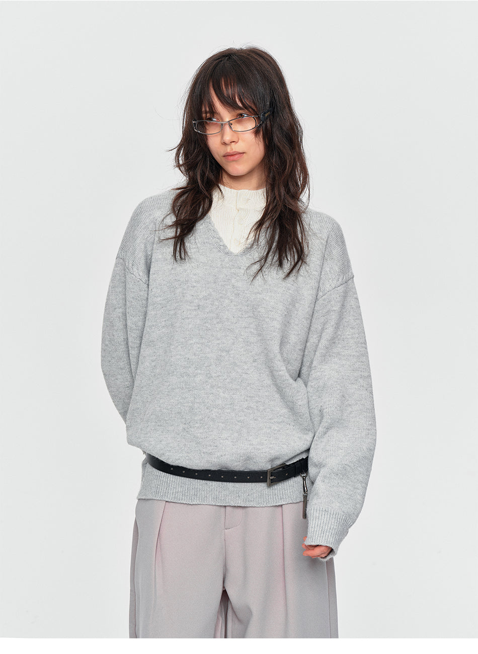 MADWITCH LAYERED HENLEY KNIT SWEATER #AW26832