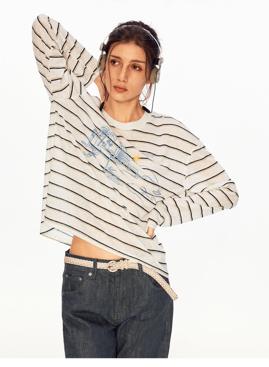 MADWITCH VINTAGE STRIPE SHEER TEE 991291 - MadWitch Store