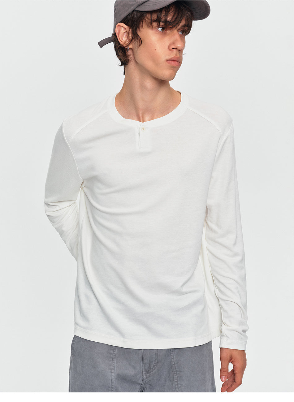 MADWITCH WOOL-BLEND HENLEY TEE #2605TX7054