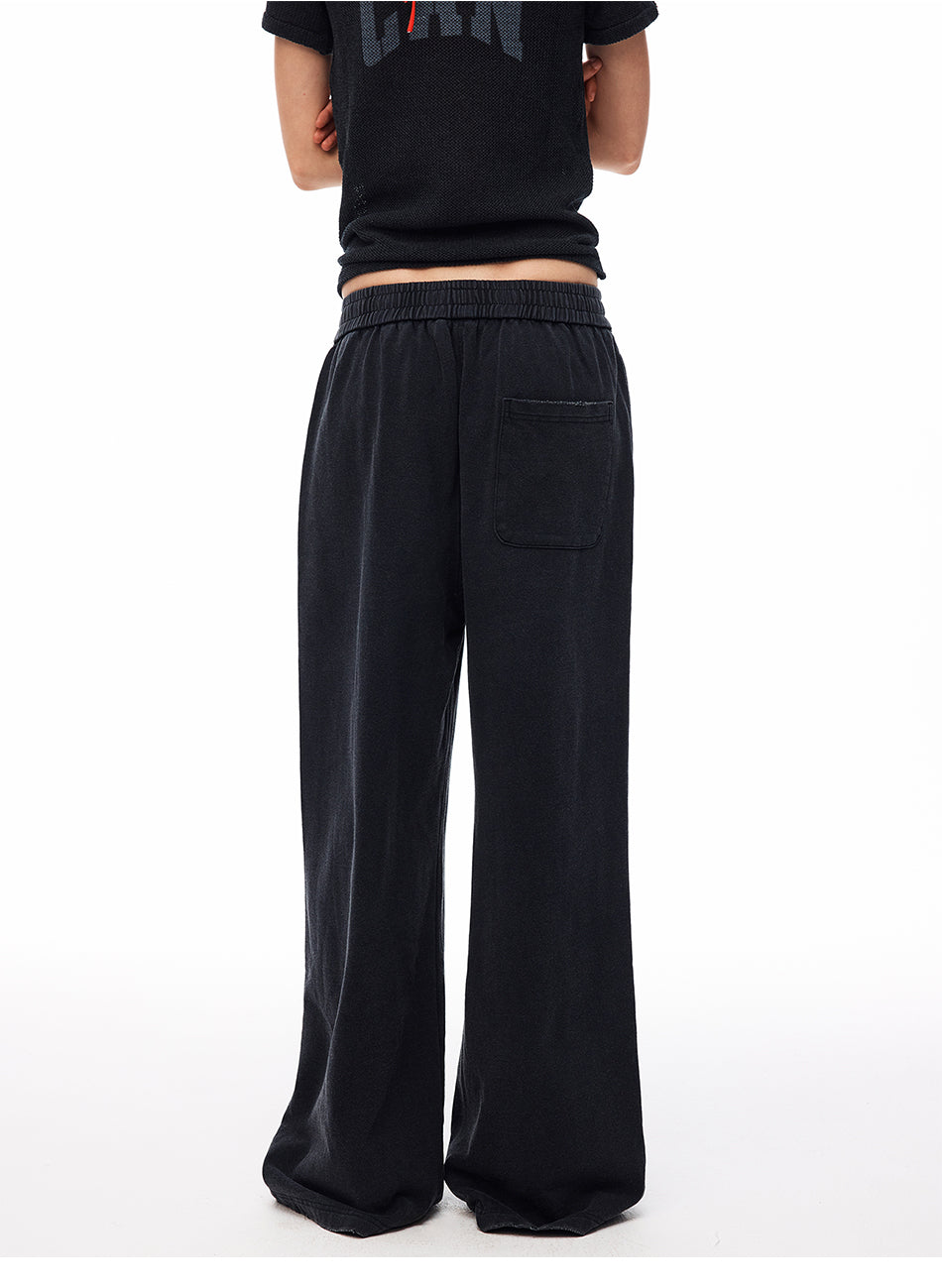 MADWITCH WASHED DISTRESSED PRINTED WIDE-LEG SWEATPANTS #CK61069