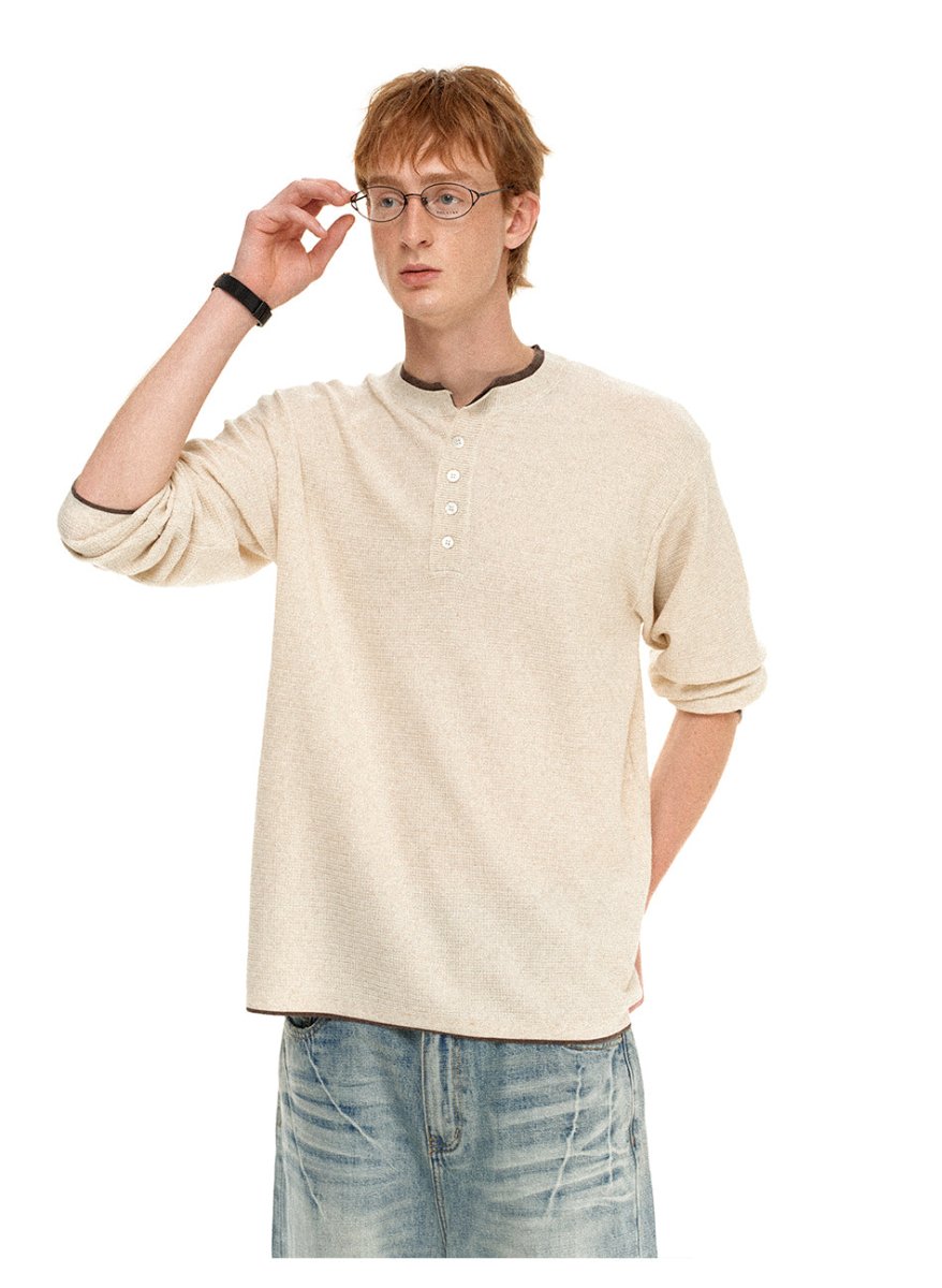 MADWITCH HENLEY WAFFLE KNIT TEE 68633 - MadWitch Store