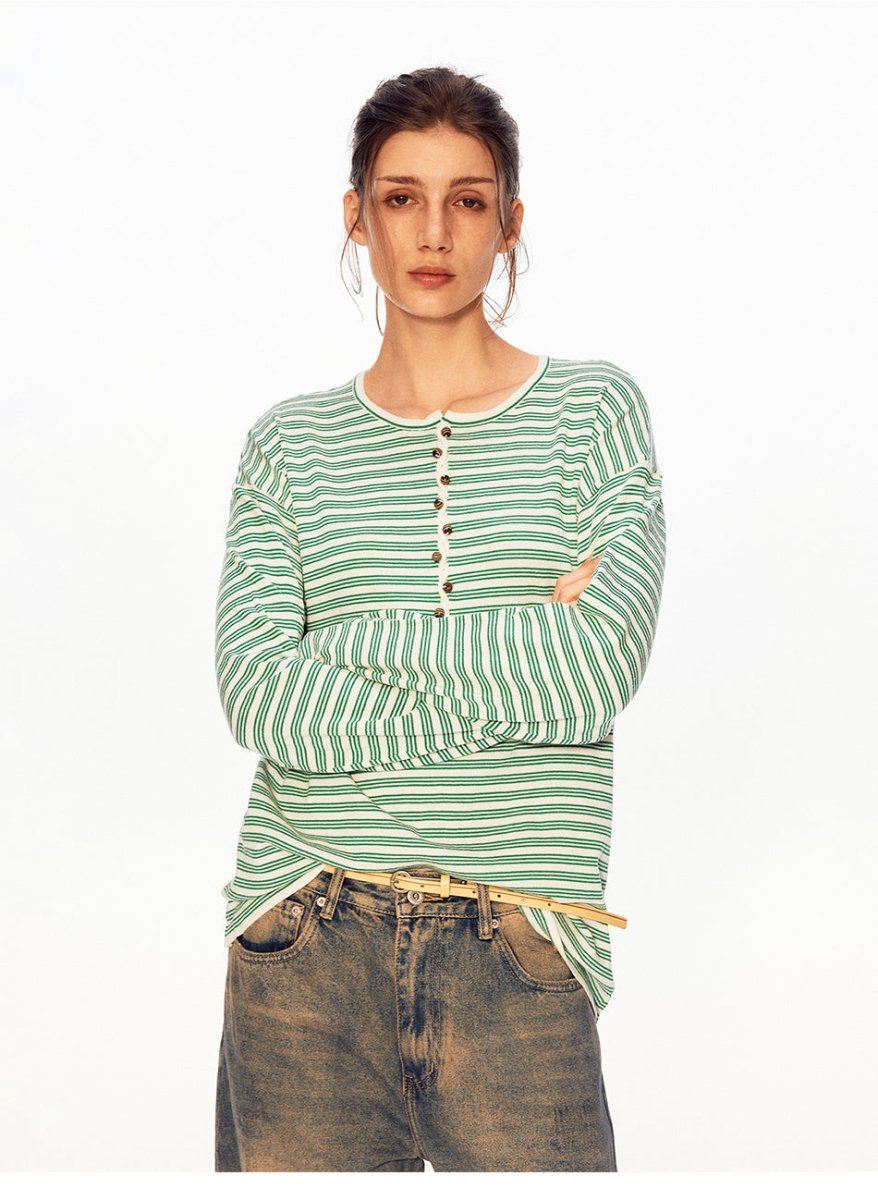 MADWITCH HENLEY LINEN TENCEL STRIPE TEE 68625 - MadWitch Store