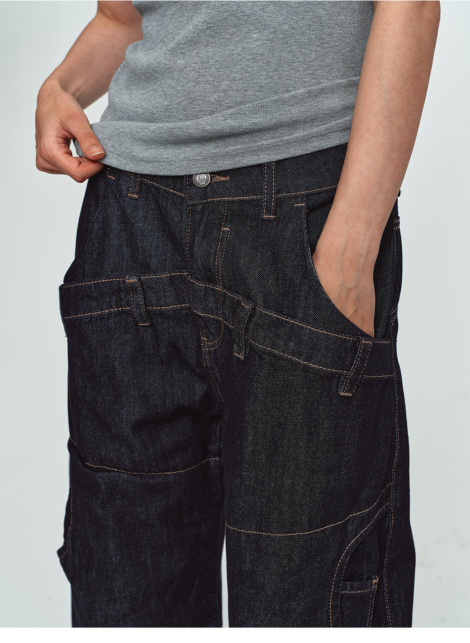 MADWITCH DECONSTRUCTED RAW-DENIM WIDE-LEG JEANS #2026380